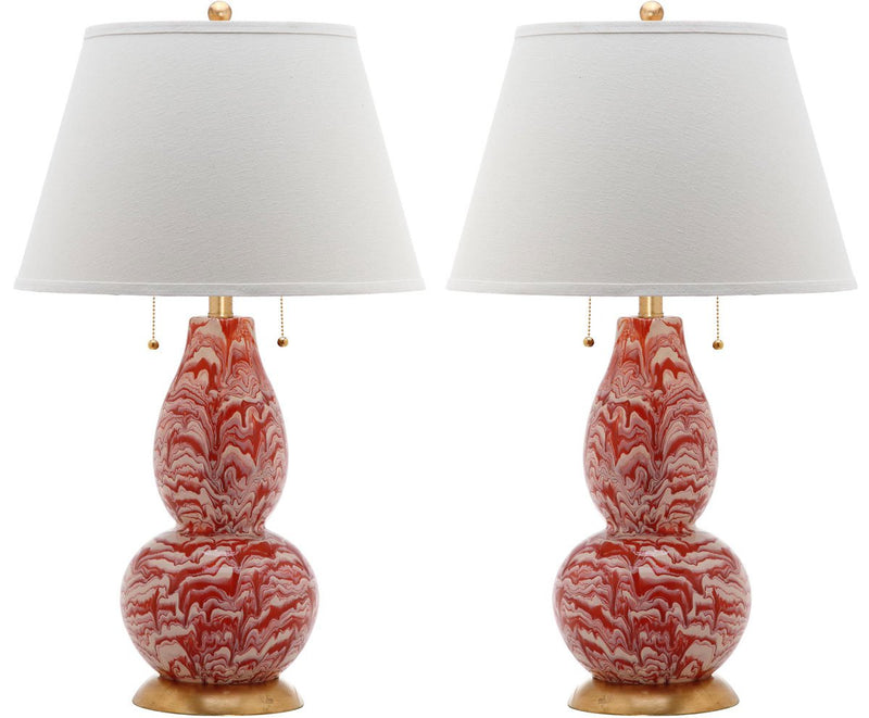 Safavieh Color Swirls 28-Inch H Glass Table Lamp Set Of 2 - Orange | Table Lamps | Modishstore