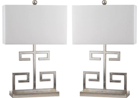 Safavieh Greek Key 25-Inch H Table Lamp Set Of 2 - Antique Silver | Table Lamps | Modishstore
