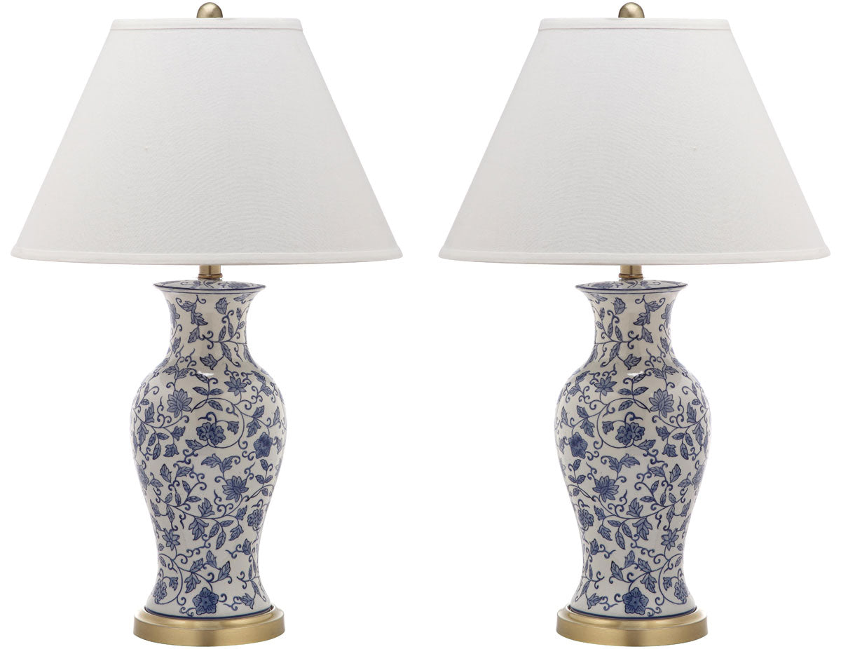 Safavieh Beijing 29-Inch H Floral Urn Lamp Set Of 2 - Blue | Table Lamps | Modishstore - 2