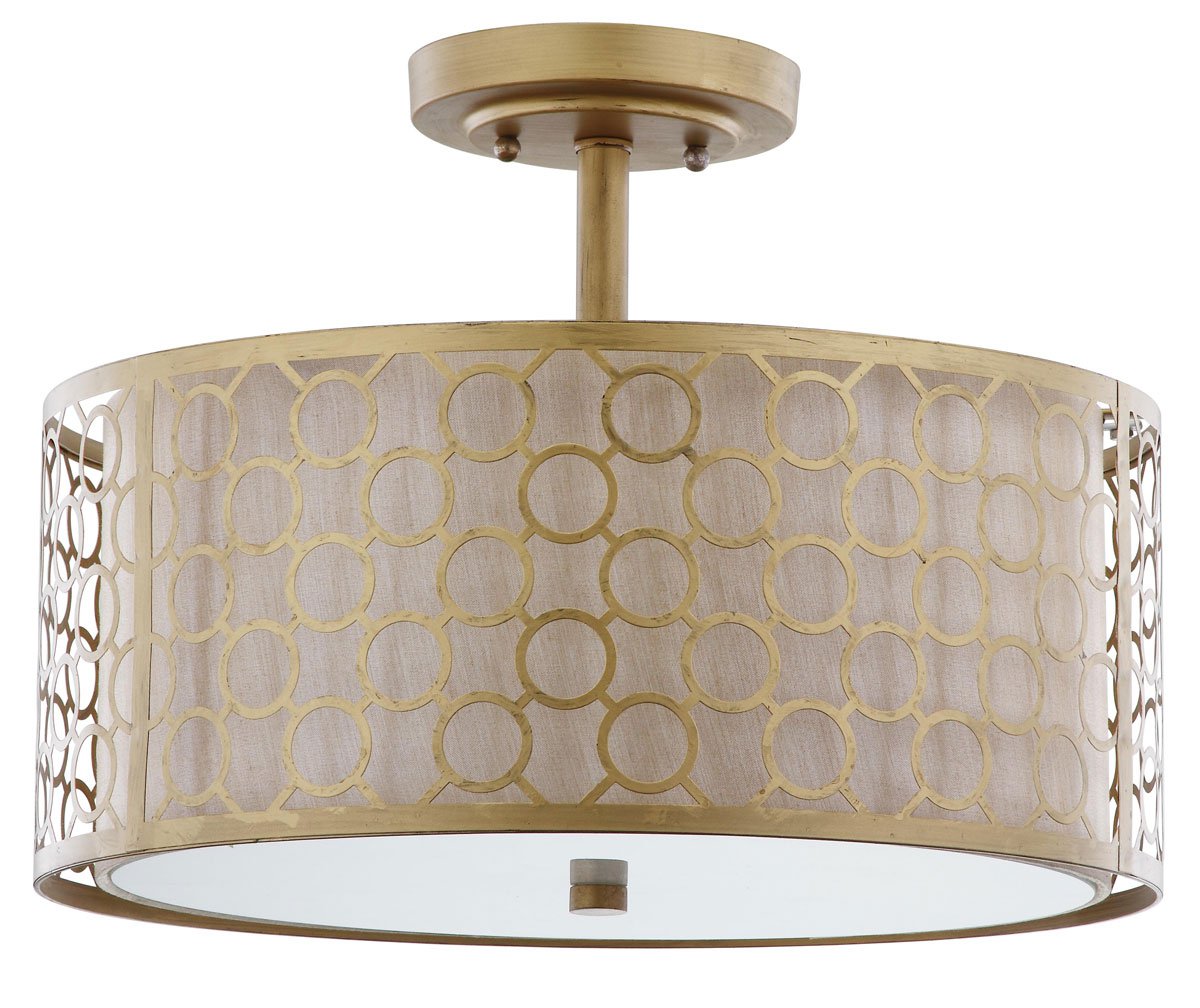 Safavieh Giotta Circle Trellis 3 Light Antique Gold 16-Inch Dia Semi Flush - Antique Gold | Ceiling Lamps | Modishstore - 2