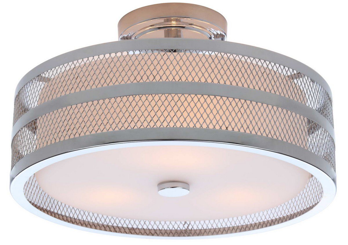 Safavieh Greta 3 Light Chrome 15.75-Inch Dia Veil Semi Flush - Chrome | Ceiling Lamps | Modishstore - 3