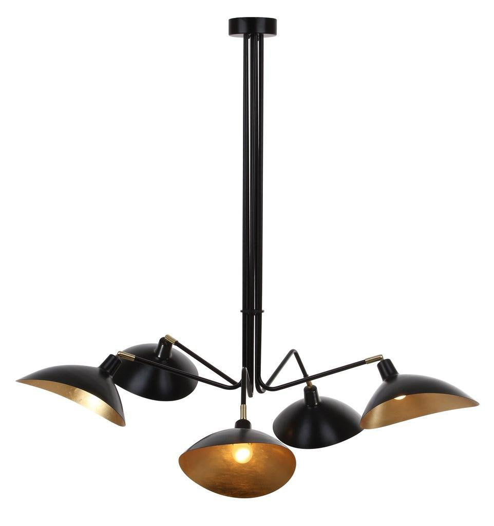 Safavieh Lettie 5 Light Gold Leaf Detail 49 Inch Dia Pendant - Black | Pendant Lamps | Modishstore - 3