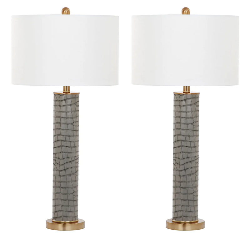 Safavieh Ollie 31.5-Inch H Faux Alligator Table Lamp Set Of 2 - Grey | Table Lamps | Modishstore