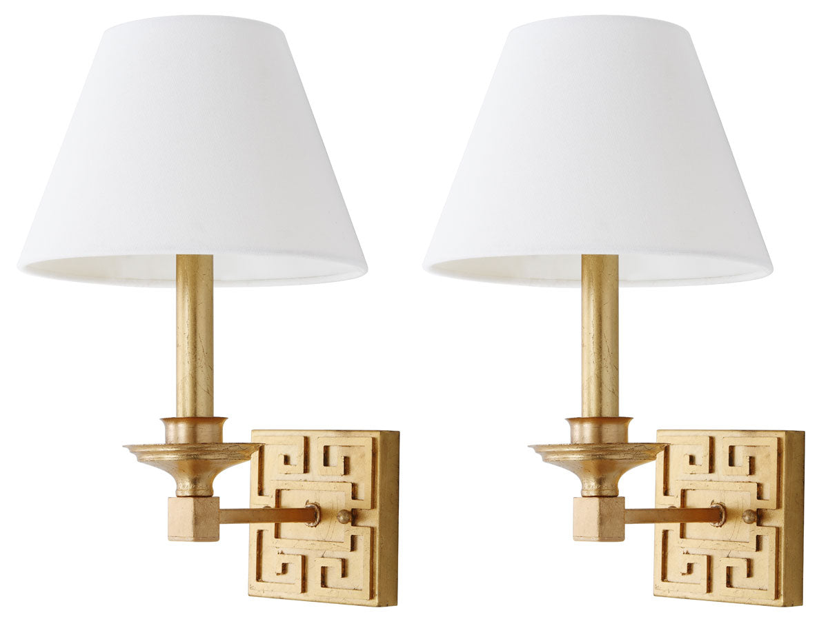 Safavieh Elvira Gold 15-Inch H Greek Key Wall Sconce Set Of 2 - Gold | Sconces | Modishstore