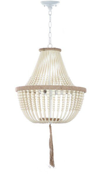 Safavieh Lush Kristi 3 Light 16.5-Inch Dia Cream Beaded Pendant - Cream | Pendant Lamps | Modishstore - 2