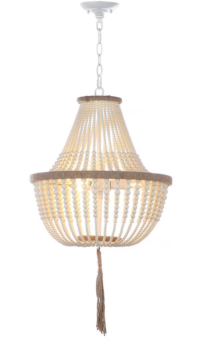 Safavieh Lush Kristi 3 Light 16.5-Inch Dia Cream Beaded Pendant - Cream | Pendant Lamps | Modishstore - 3