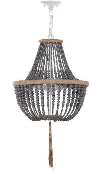 Safavieh Lush Kristi 3 Light 16.5-Inch Dia Grey Beaded Pendant - Grey | Pendant Lamps | Modishstore - 2