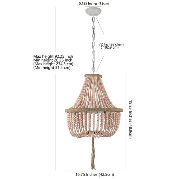 Safavieh Lush Kristi 3 Light 16.5 Inch Dia Blush Beaded Pendant - Blush | Pendant Lamps | Modishstore - 3