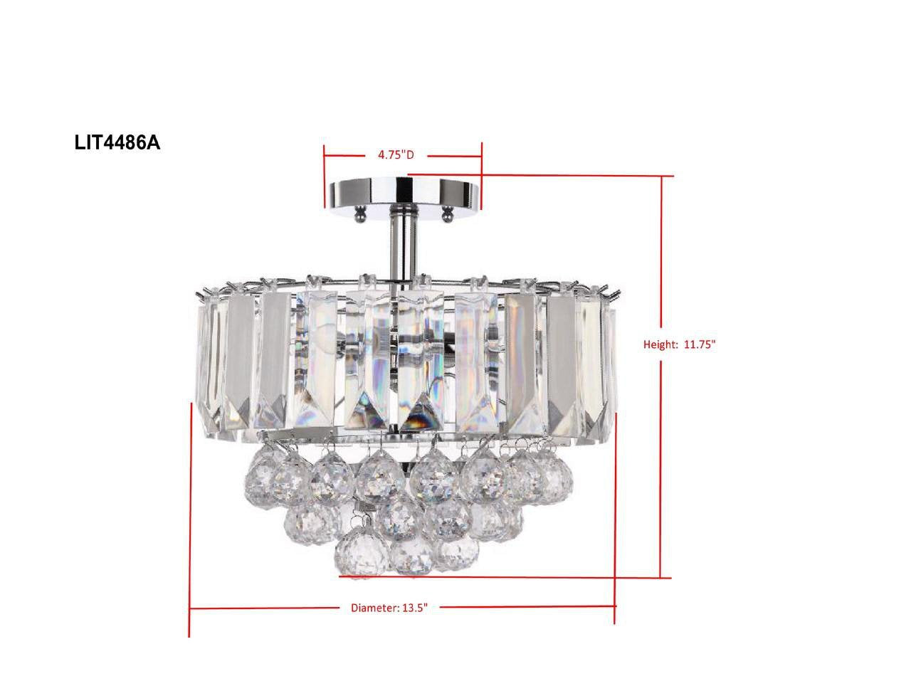 Safavieh Vaxcel 3 Lights Chrome Acrylic 13.5-Inch Dia Flush Mount - Chrome | Ceiling Lamps | Modishstore