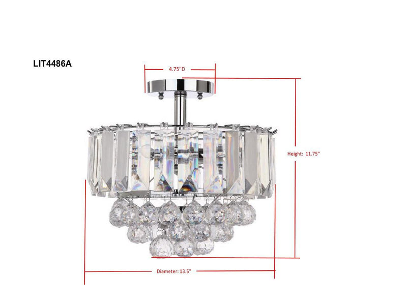 Safavieh Vaxcel 3 Lights Chrome Acrylic 13.5-Inch Dia Flush Mount - Chrome | Ceiling Lamps | Modishstore