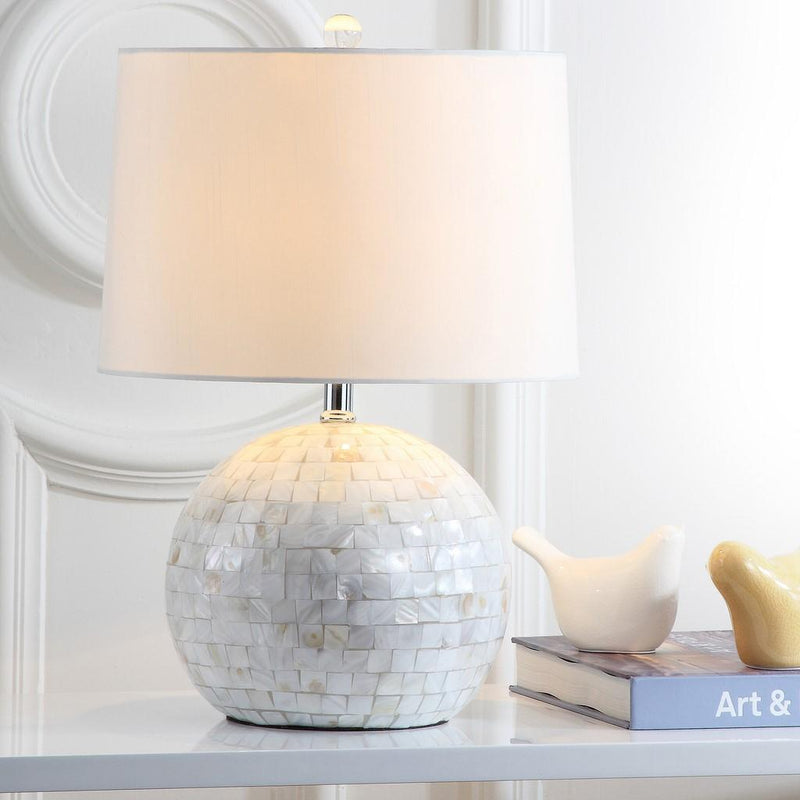 Safavieh Nikki 21-Inch H Shell Table Lamp - White | Table Lamps | Modishstore