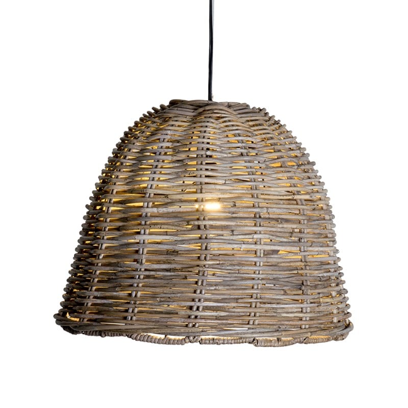 Mason PendantRattan(Kuboo Grey)Metal Frame | ModishStore | Pendant Lamps