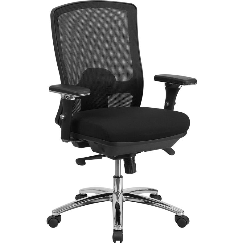 Hercules Series 24/7 Intensive Use Big & Tall 350 Lb. Rated Black Mesh Multifunction Swivel Ergonomic Office Chair By Flash Furniture | Office Chairs | Modishstore - 1