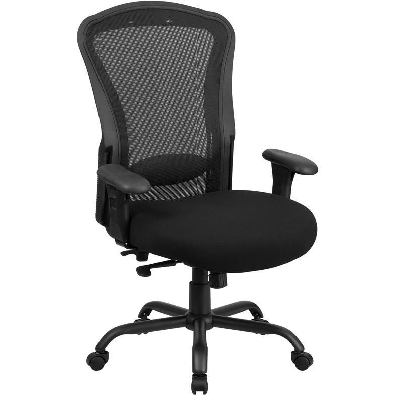 Hercules Series 24/7 Intensive Use Big & Tall 400 Lb. Rated Black Mesh Multifunction Synchro-Tilt Ergonomic Office Chair By Flash Furniture | Office Chairs | Modishstore - 1