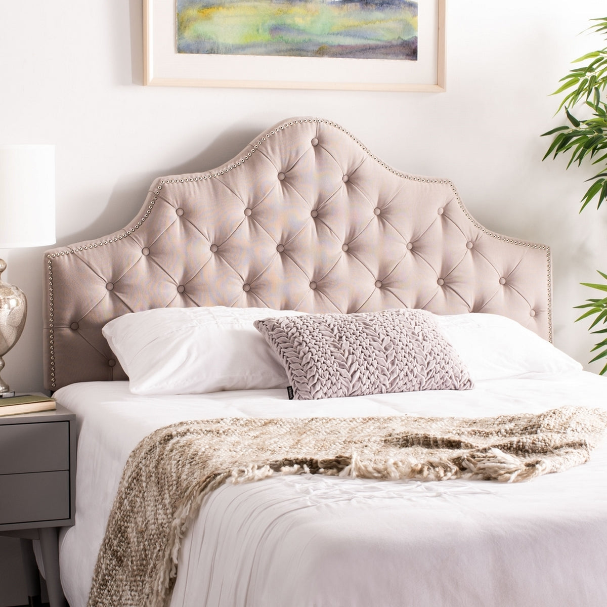 Safavieh Arebelle Queen Headboard Queen Size - Taupe | Headboards | Modishstore