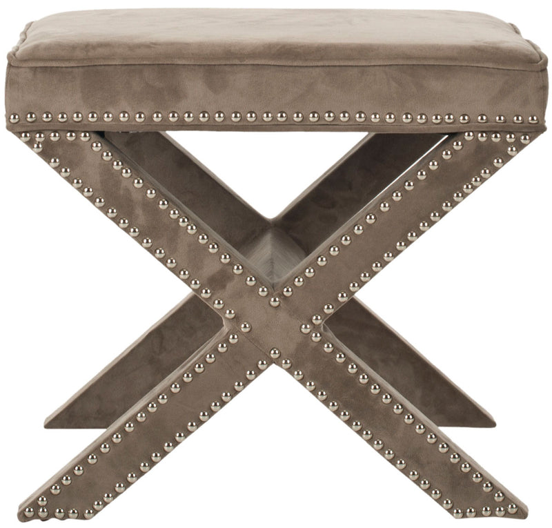 Safavieh Palmer Ottoman - Silver Nail Heads | Ottomans | Modishstore - 2