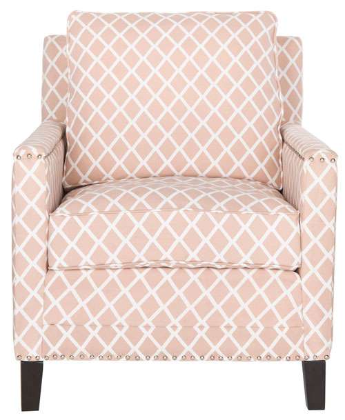 Safavieh Buckler Club Chair - Silver Nail Heads - Peach Pink | Accent Chairs | Modishstore - 2