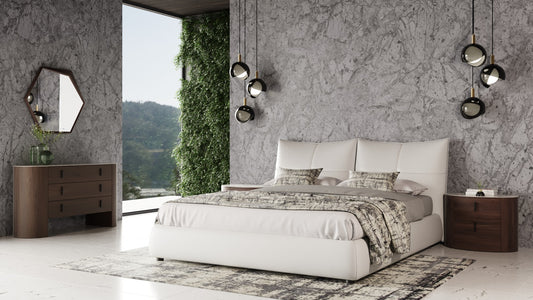 Modrest Patrick - Modern White Leather Bed | Modishstore | Beds