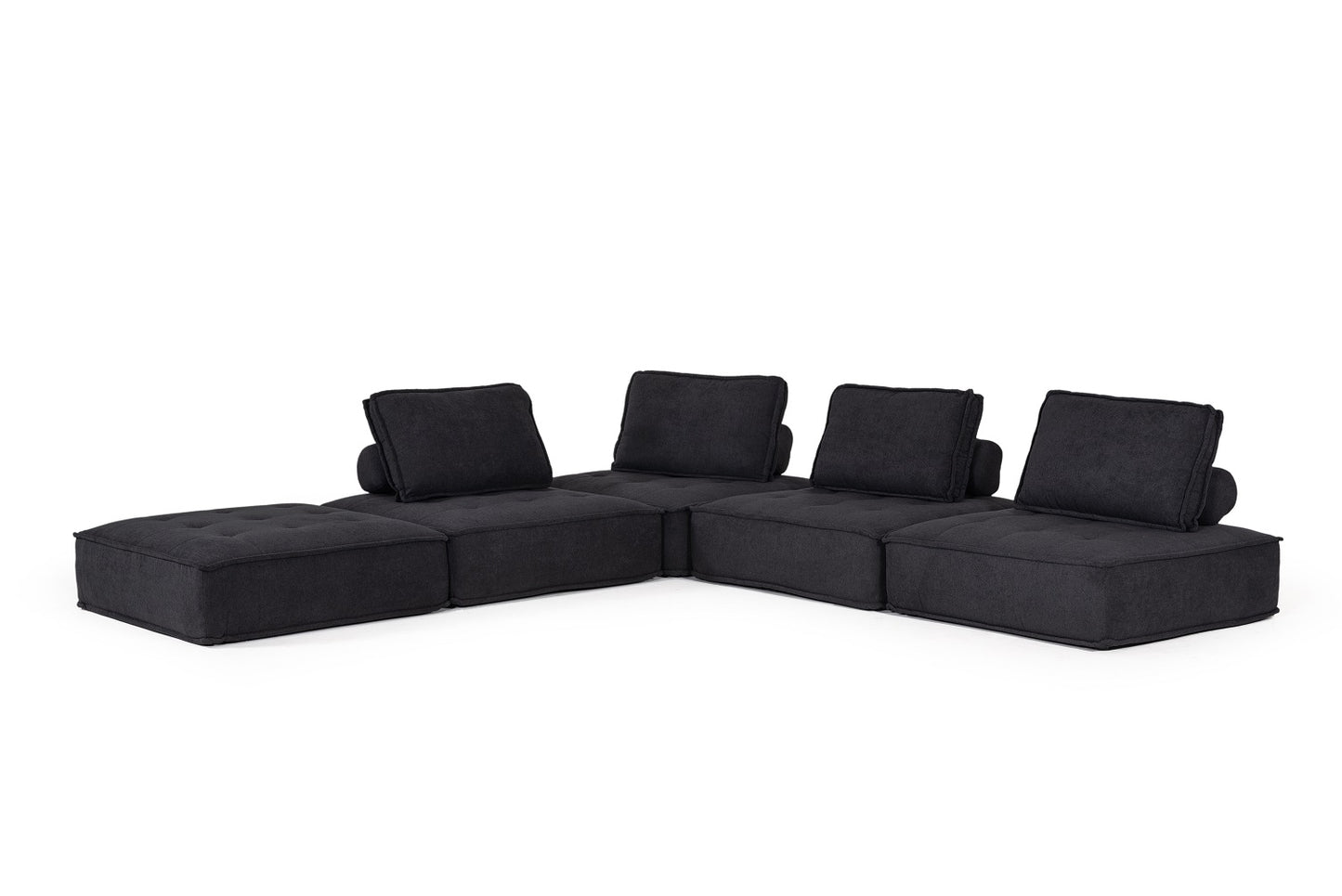 Divani Casa Nolden - Modern Black Fabric Sectional Sofa | Sofa Set | Modishstore - 2