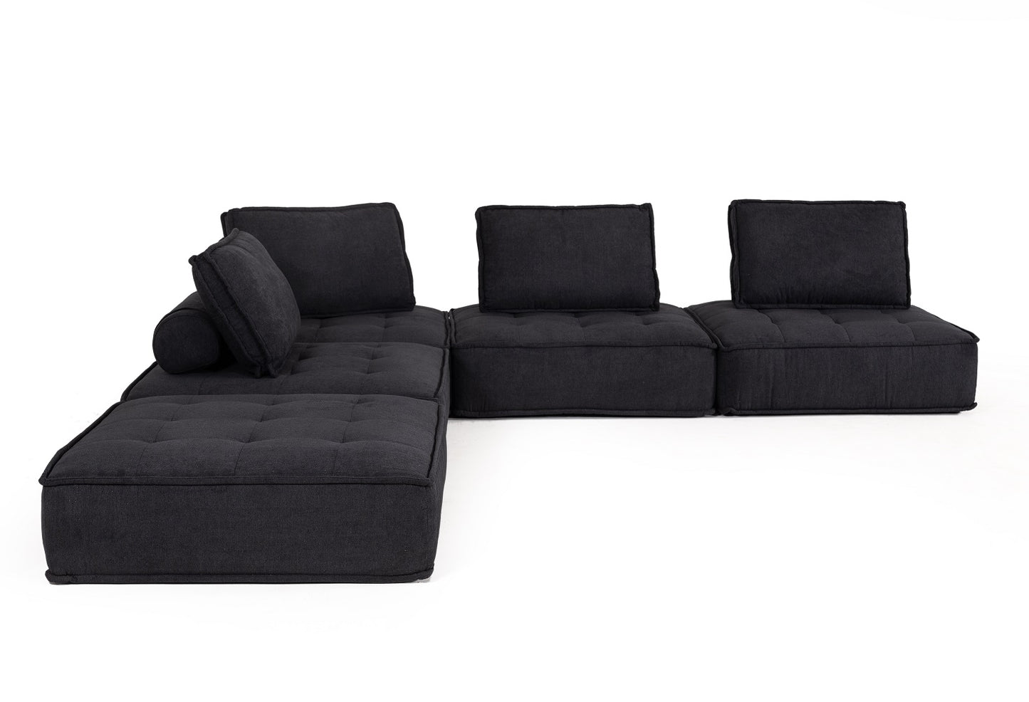 Divani Casa Nolden - Modern Black Fabric Sectional Sofa | Sofa Set | Modishstore - 3