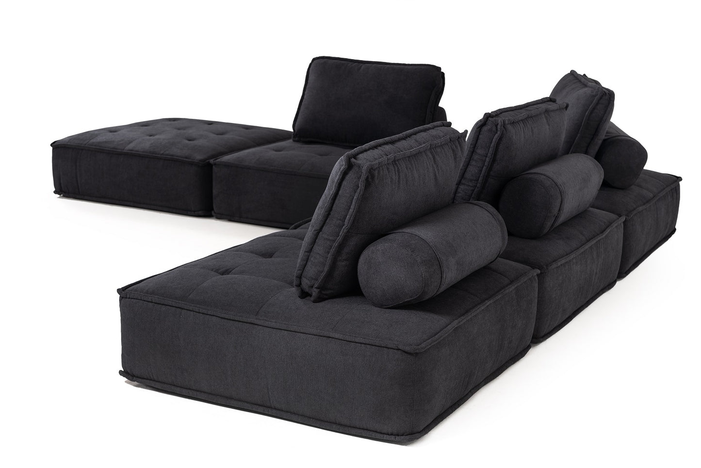 Divani Casa Nolden - Modern Black Fabric Sectional Sofa | Sofa Set | Modishstore - 4