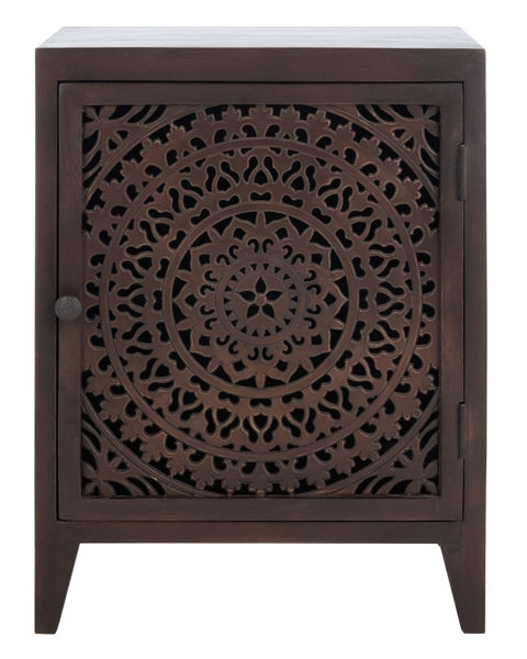 Safavieh Thea 1 Door Carved Nightstand | Nightstands | Modishstore - 1