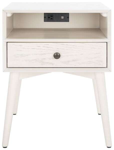 Safavieh Scully Nightstand W/ Usb - White Wash | Nightstands | Modishstore - 2