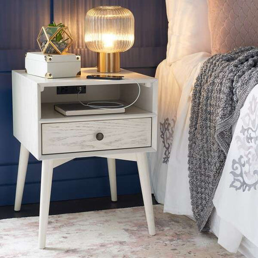 Safavieh Scully Nightstand W/ Usb - White Wash | Nightstands | Modishstore