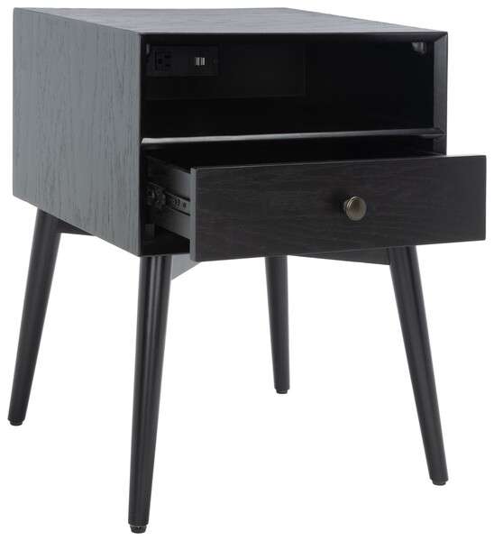 Safavieh Scully Nightstand W/ Usb - Black | Nightstands | Modishstore - 4