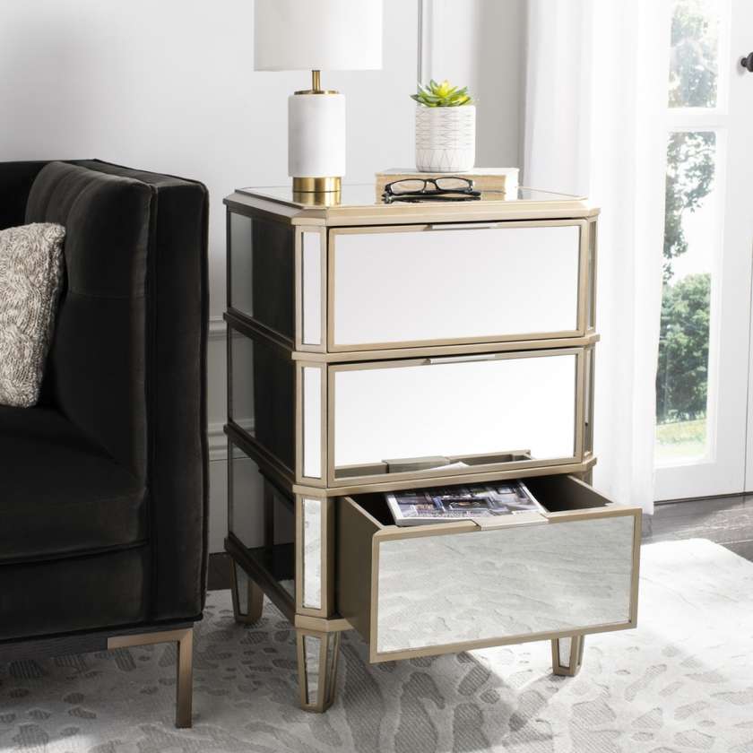 Safavieh Giana 3 Drawer Mirrored Nightstand | Nightstands | Modishstore - 2