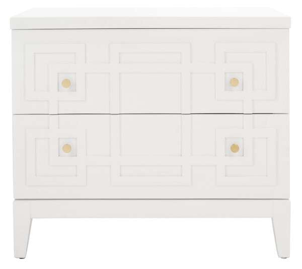 Safavieh Luiza 2 Drawer Nightstand - White | Nightstands | Modishstore