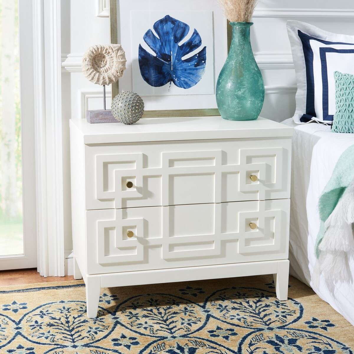 Safavieh Luiza 2 Drawer Nightstand - White | Nightstands | Modishstore - 4