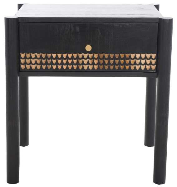 Safavieh Errington 1 Drawer Nightstand - Black | Nightstands | Modishstore