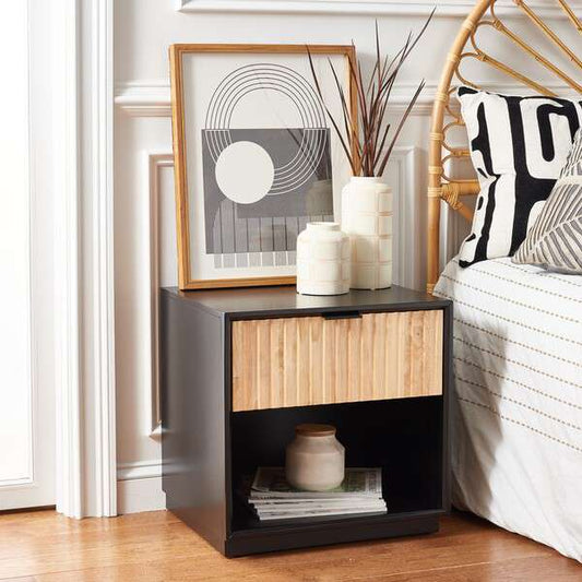 Safavieh Grayden I 1 Drawer Nightstand - Black Body | Nightstands | Modishstore