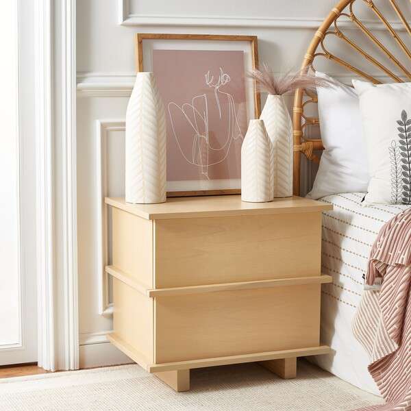 Safavieh Rodney 2 Drawer Nightstand - White Wash | Nightstands | Modishstore