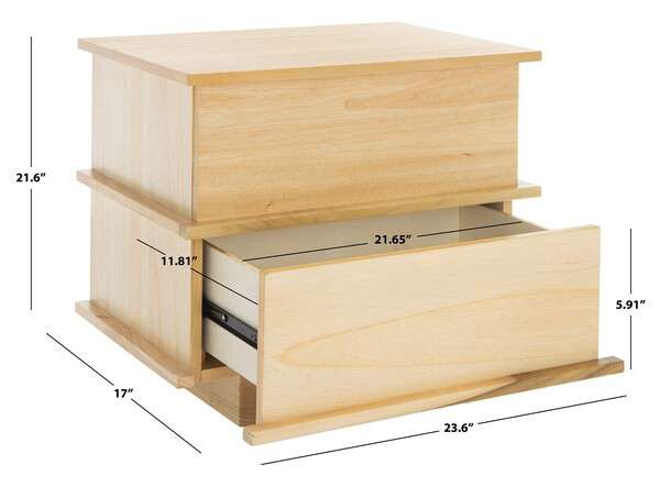 Safavieh Rodney 2 Drawer Nightstand - Natural | Nightstands | Modishstore - 4