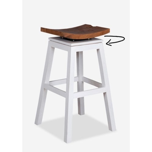 Organic Teak Wood Barstool-Solid White by Jeffan | Bar Stools | Modishstore