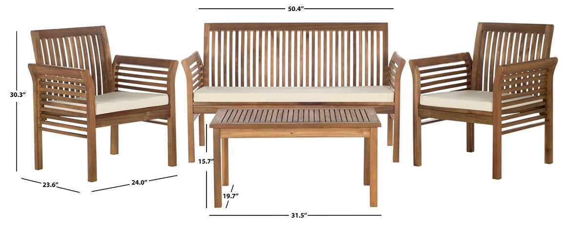 Safavieh Carson 4 Pc Outdoor Set | Outdoor Sofas, Loveseats & Sectionals | Modishstore - 3