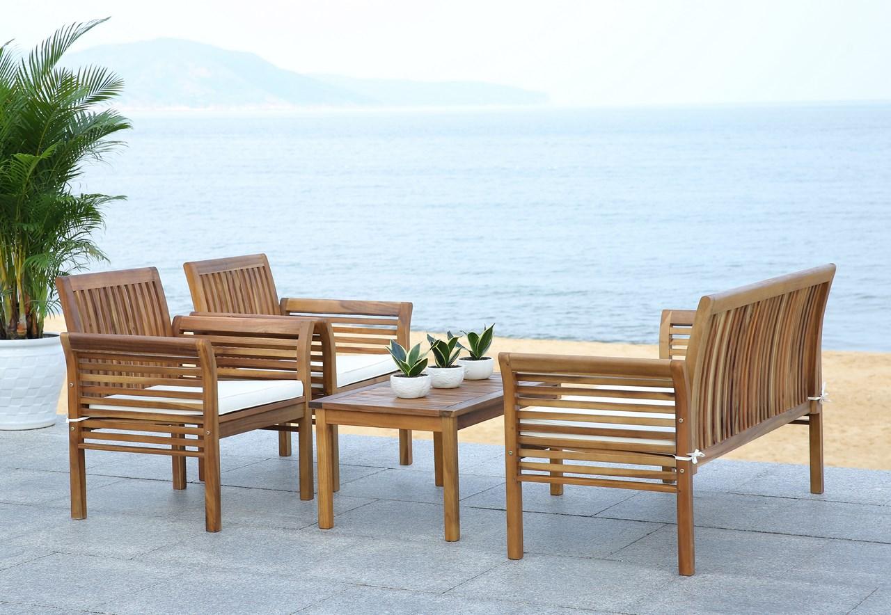 Safavieh Carson 4 Pc Outdoor Set | Outdoor Sofas, Loveseats & Sectionals | Modishstore - 1