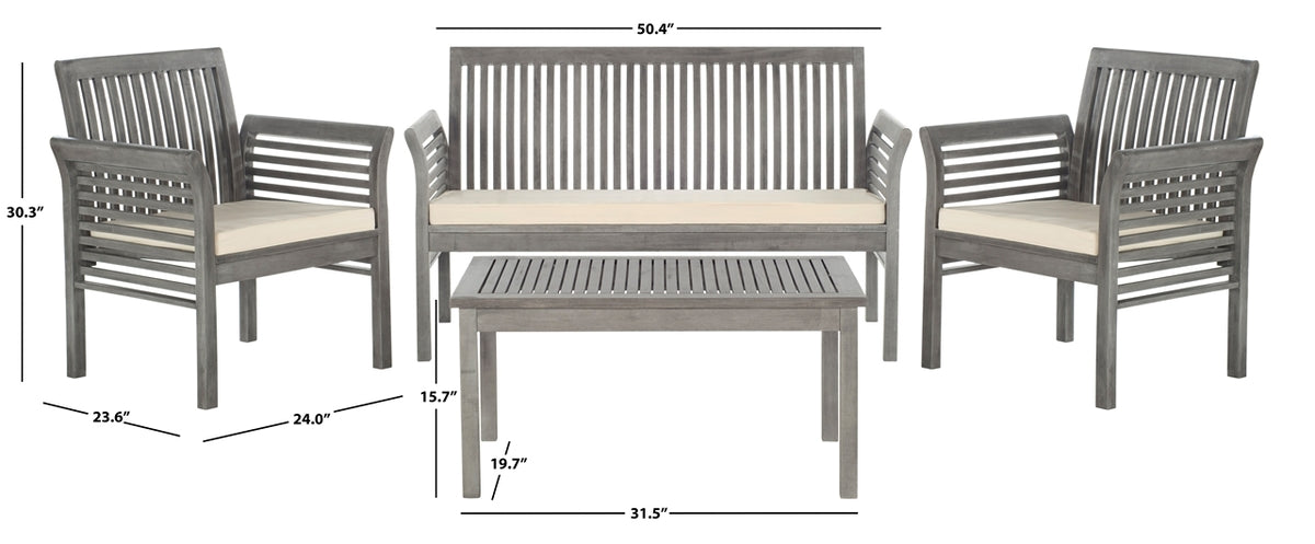 Safavieh Carson 4 Pc Outdoor Set | Outdoor Sofas, Loveseats & Sectionals | Modishstore - 12