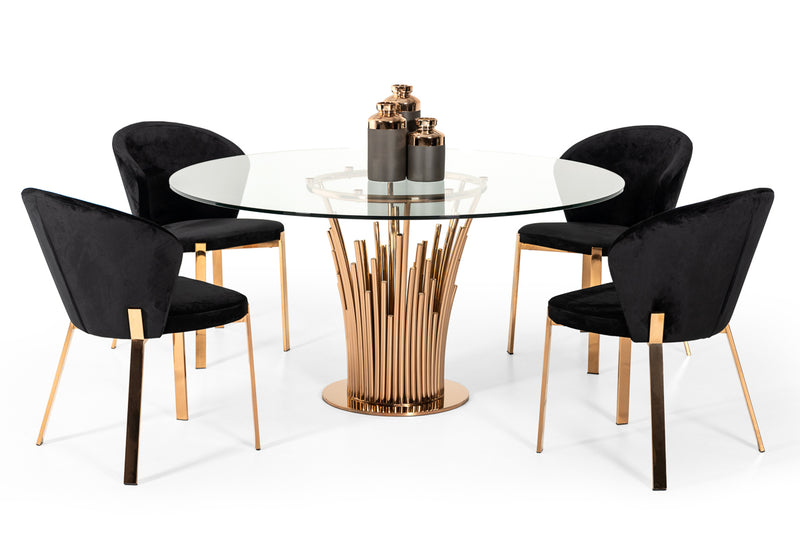 Modrest Paxton Modern Round Glass & Rosegold Dining Table | Dining Tables | Modishstore - 1