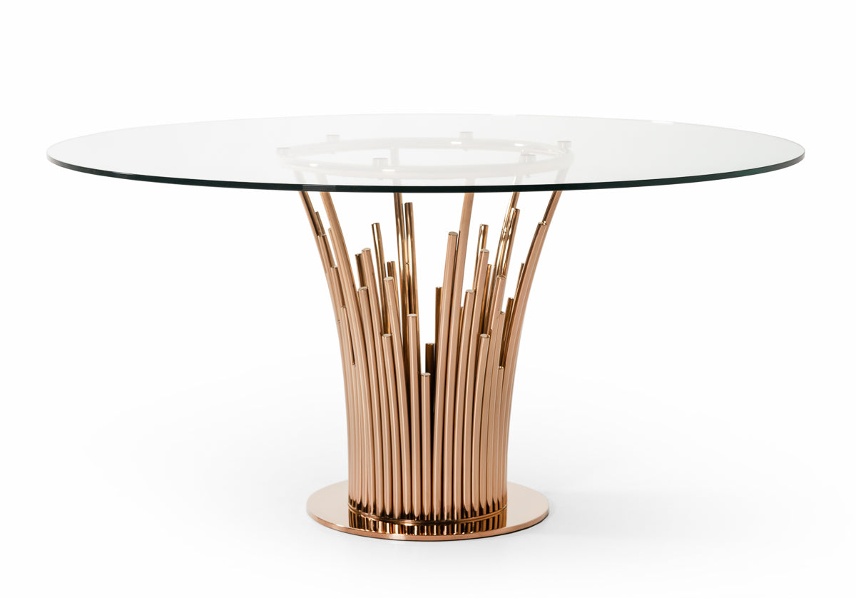 Modrest Paxton Modern Round Glass & Rosegold Dining Table | Dining Tables | Modishstore - 4