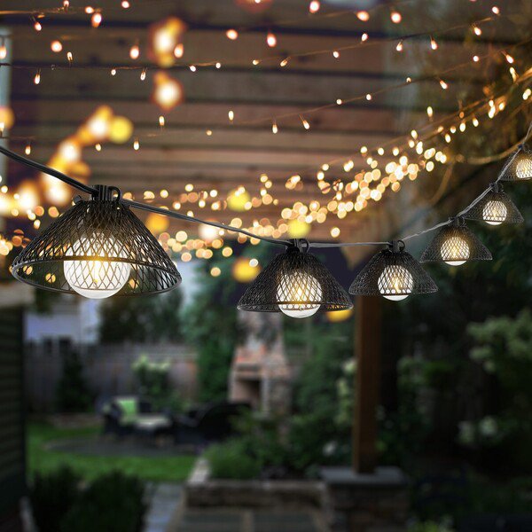 Safavieh Junia Led Outdoor String Lights - Black | Lightbulbs | Modishstore