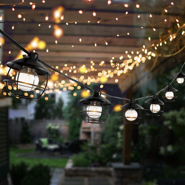 Safavieh Agitha Led Outdoor String Lights - Black | Lightbulbs | Modishstore