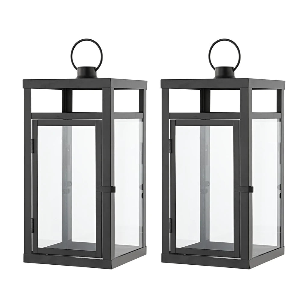 Safavieh Fraleigh Outdoor Lantern Set Of 2 - Black | Outdoor Lights | Modishstore - 2