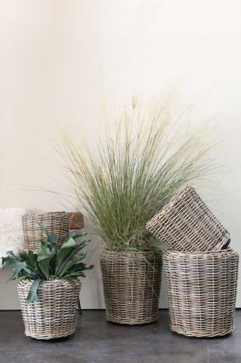 Rattan/Wicker Farmhouse Basket By Accent Decor | Planters, Troughs & Cachepots | Modishstore - 5