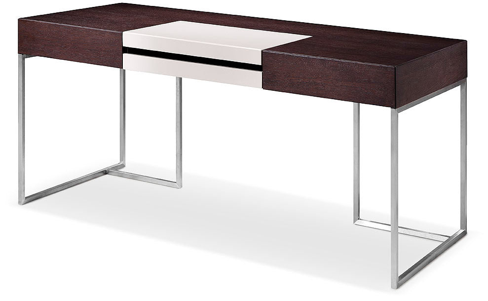 Modrest Ezra Modern Brown Oak and Grey Office Desk w/ Side Cabinet | Desks | Modishstore - 2