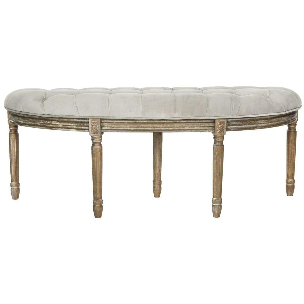 Safavieh Abilene Tufted Rustic Semi Circle Bench - Gray Velvet | Benches  | Modishstore - 4