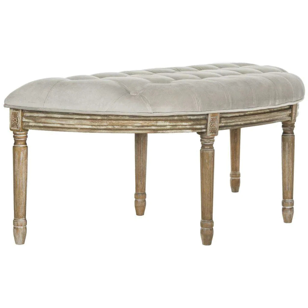 Safavieh Abilene Tufted Rustic Semi Circle Bench - Gray Velvet | Benches  | Modishstore - 2