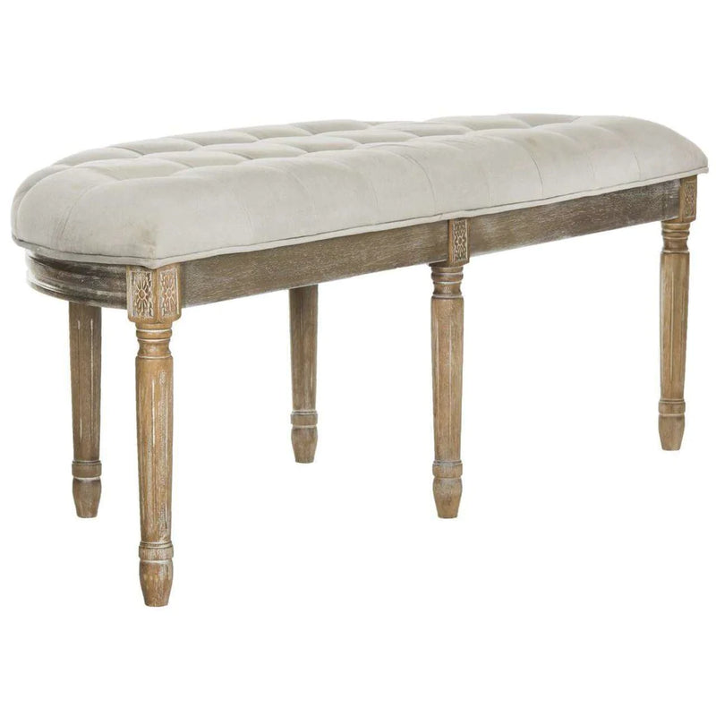 Safavieh Abilene Tufted Rustic Semi Circle Bench - Gray Velvet | Benches  | Modishstore